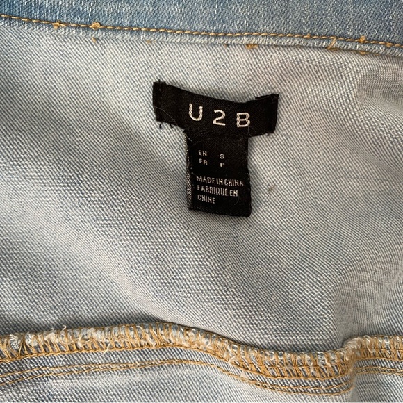 U2B light wash distressed stretch crop denim jean jacket - Small - Picture 8 of 16